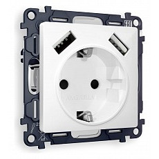 Розетка с заземлением и со шторкой и 2хusb type a, без рамки ambrella volt quant ma109010